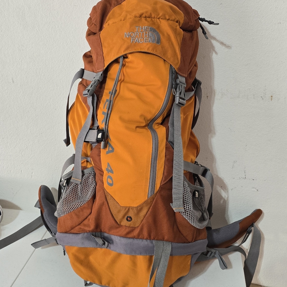 The North Face Men's Orange and Brown Backpack
